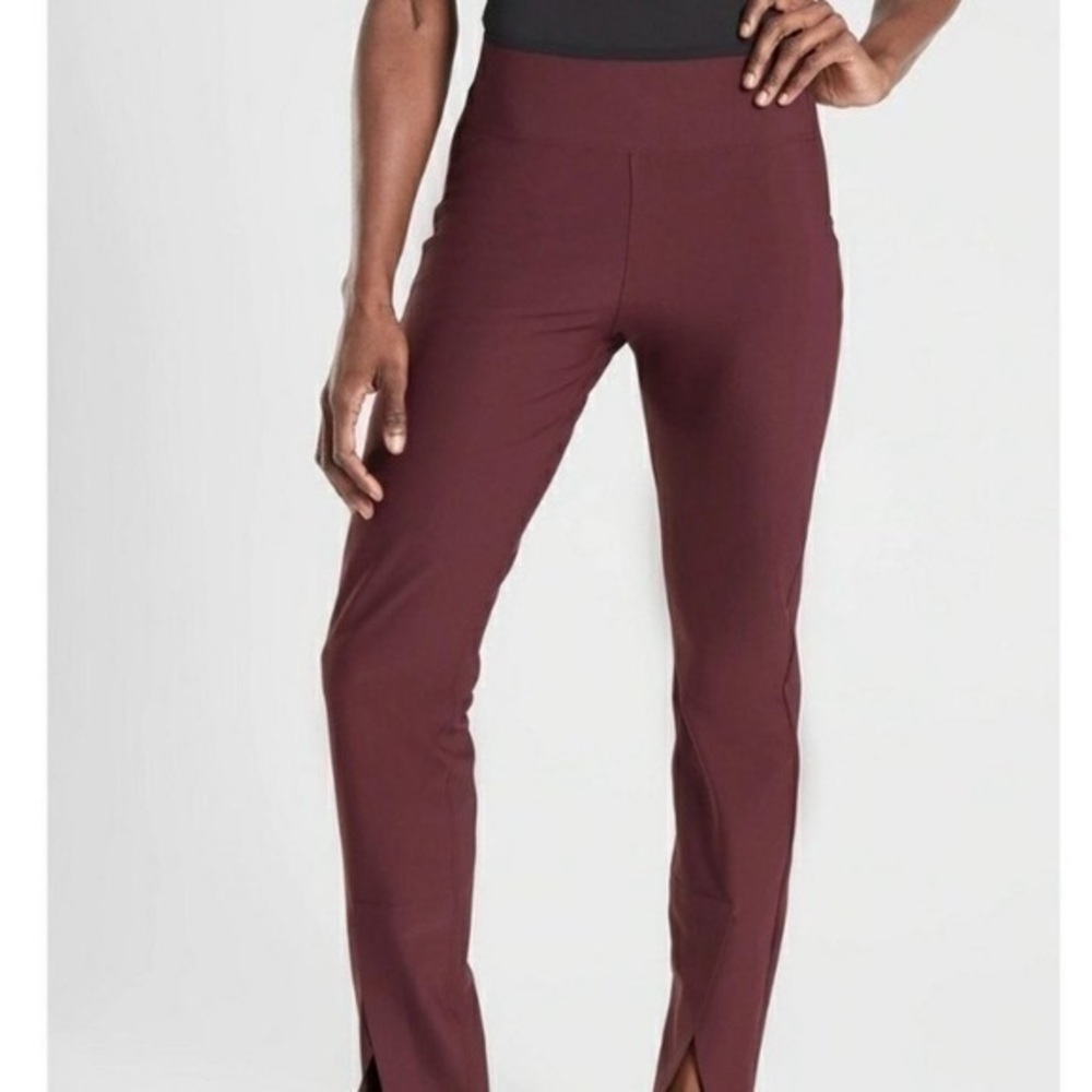 Athleta Interstellar Tight Pants With Front Slits Maroon Size 4